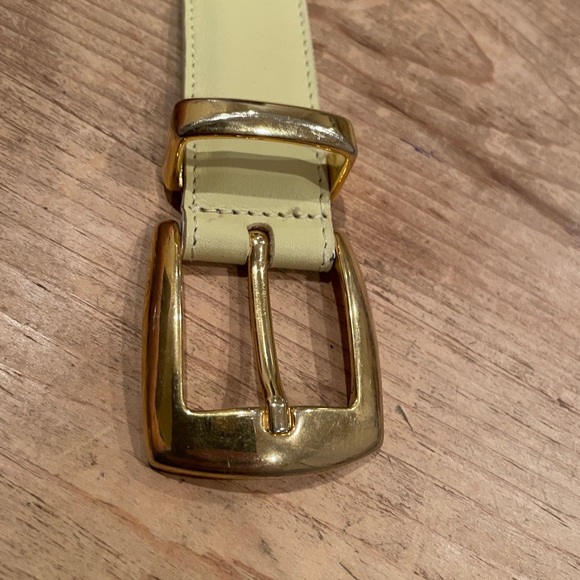 Talbots Made in Italy Butter Yellow Green Genuine Leather Belt Business Career L - Picture 3 of 7
